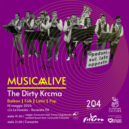 Musicaàlive con Cena Popolare e concerto The Dirty Krcma