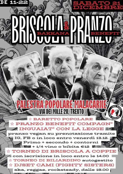 Briscola bakkana + Pranzo benefit @ PalPop Malacarne