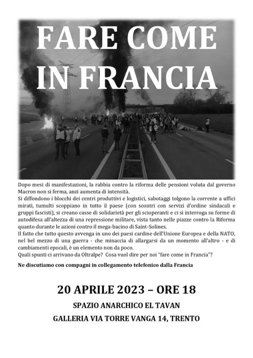 Trento, 20 aprile: FARE COME IN FRANCIA