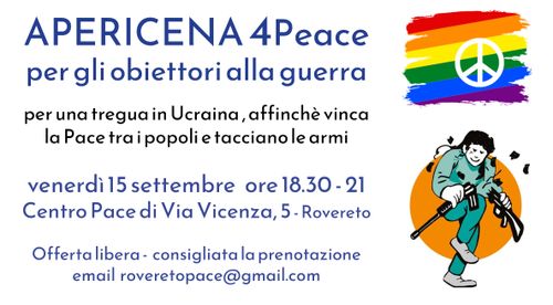 APERICENA  4 Peace - a sostegno della campagna “Obiezione alla guerra”