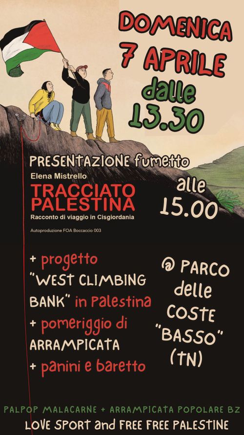 Arrampicata per la Palestina w/PalPop Malacarne, Arrampicata Popolare, West Climbing Bank